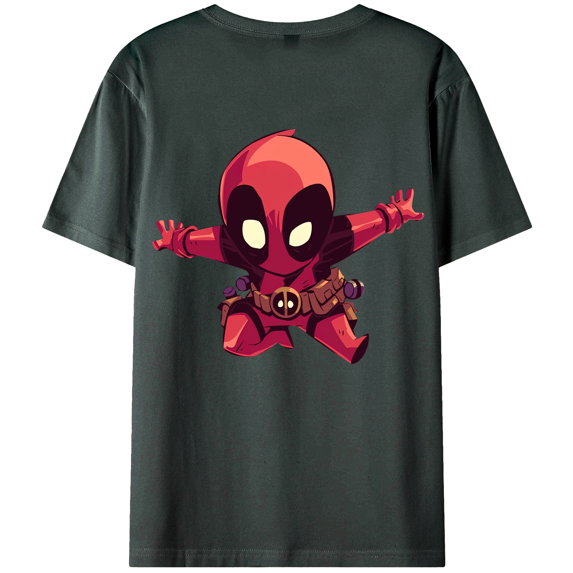 （画像用） Deadpool デッドプール 綿100％ メンズ半袖Tシャツ（バックプリント） 通気性